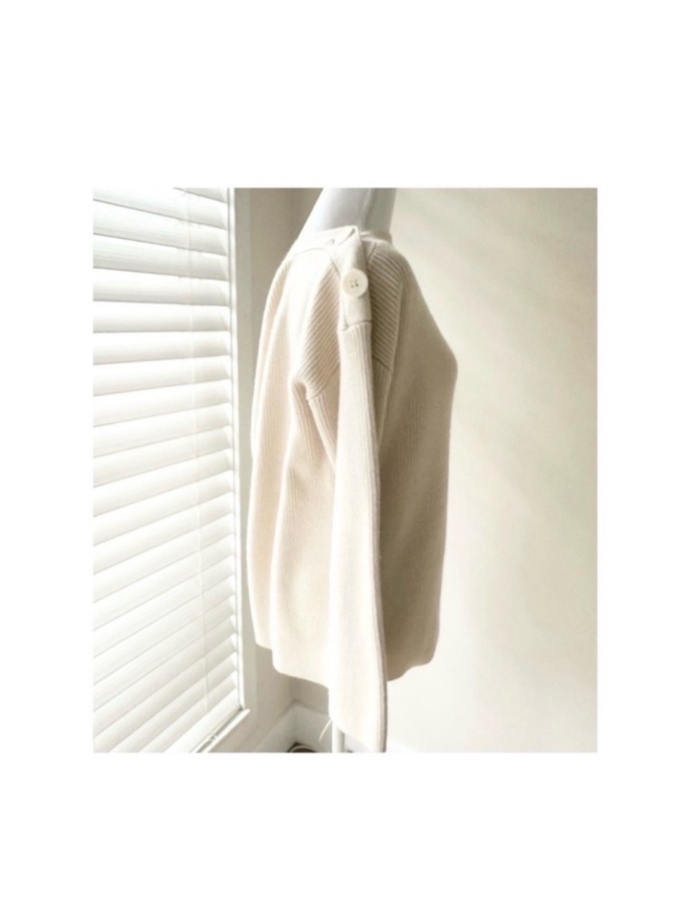 All Saints Cream Off-Shoulder Ribbed Sweater - Picture 3 of 8